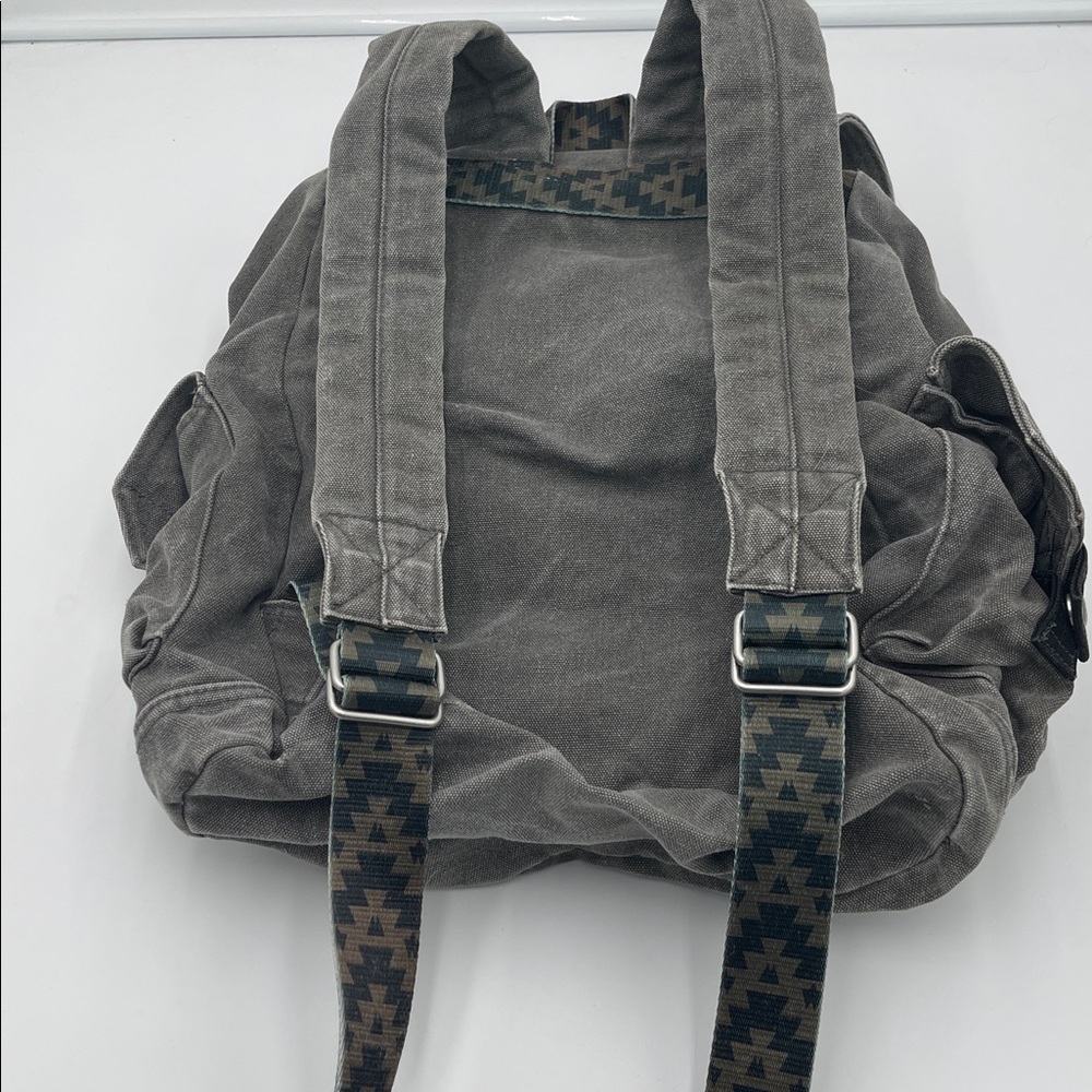 TOMS Charcoal Olive Canvas Backpack with Patterned Straps - Picture 2 of 5